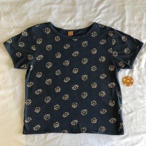 Blue Shirt with Sunflowers